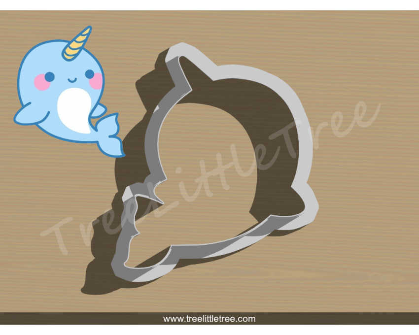 Narwhal Style 2 Cookie Cutter.  Animal Cookie Cutter