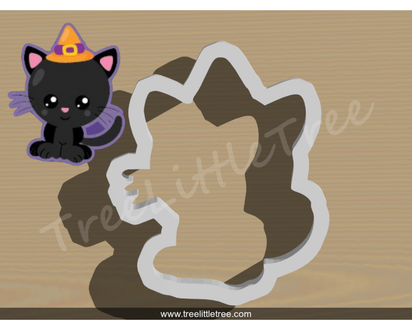 Witch Cat Cookie Cutter. Halloween Cookie Cutter. 
