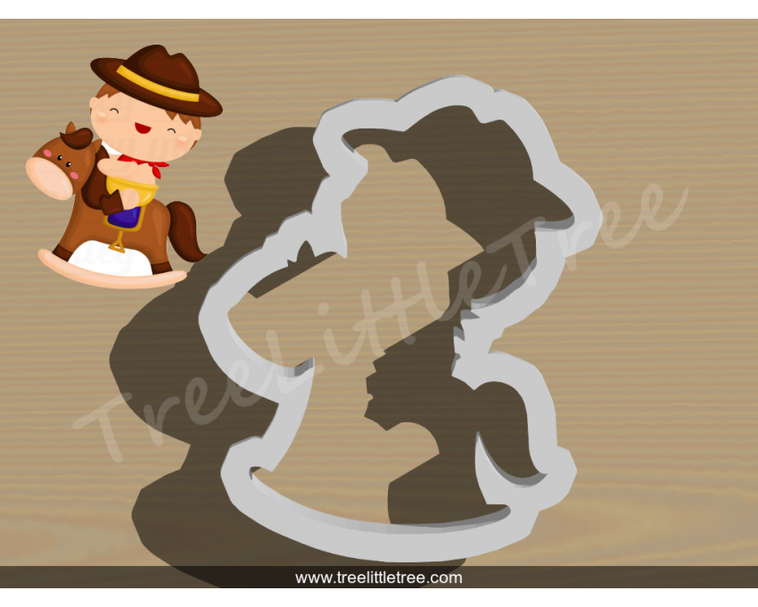 Riding Cowboy Baby Cookie Cutter. Baby Shower Cookie Cutter. Cowboy Baby Cookie Cutter