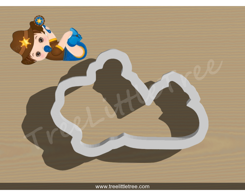 Cowboy Baby with Rattle Cookie Cutter. Baby Shower Cookie Cutter. Cowboy Baby Cookie Cutter