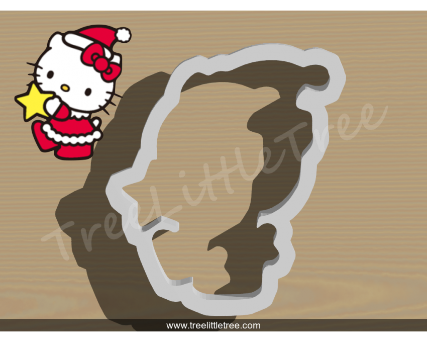 Christmas Hello Kitty Style 2 Cookie Cutter. Christmas Cookie Cutter.  Cartoon Cookie Cutter