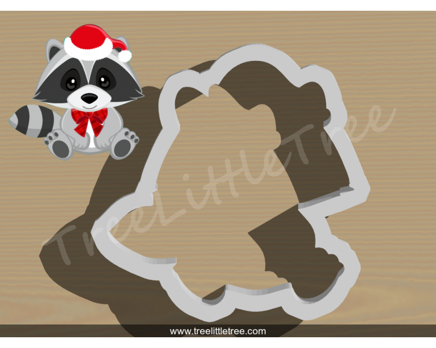 Christmas Raccoon Cookie Cutter. Christmas Cookie Cutter.  Animal Cookie Cutter