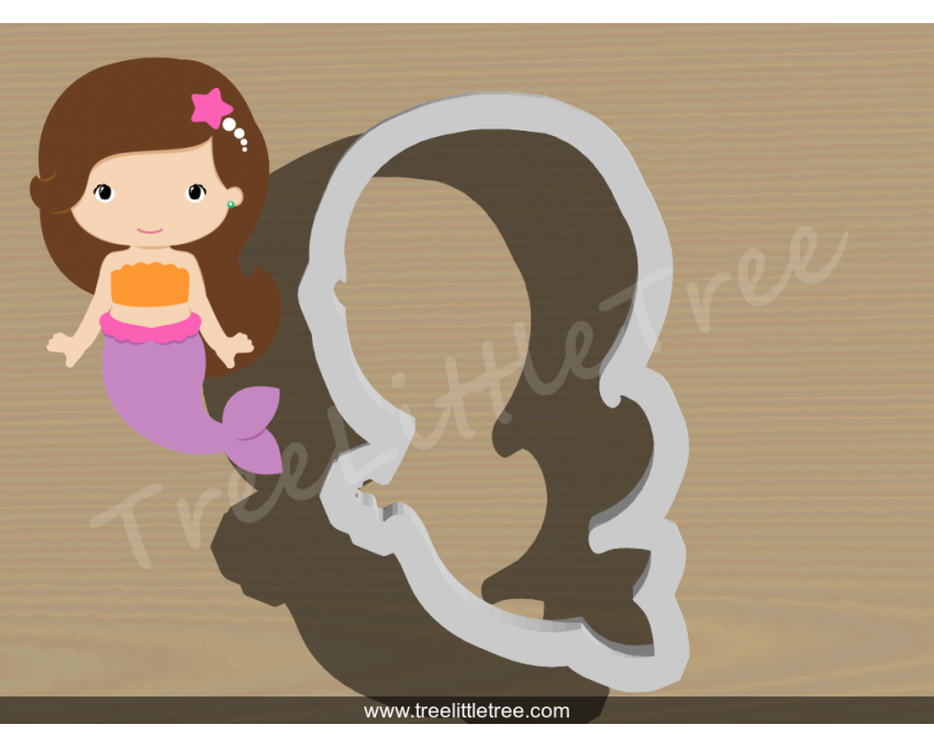 Mermaid Girl Cookie Cutter. Cartoon Cookie Cutter