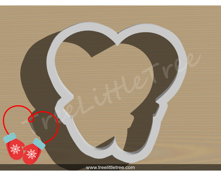 Mitten Heart Plaque Cookie Cutter. Christmas Cookie Cutter