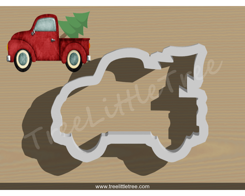 Truck with Christmas Tree Cookie Cutter. Christmas Cookie Cutter