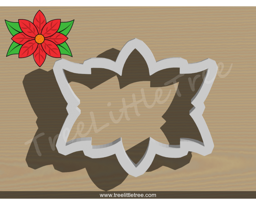 Christmas Poinsettia Style 2 Cookie Cutter. Christmas Cookie Cutter. 