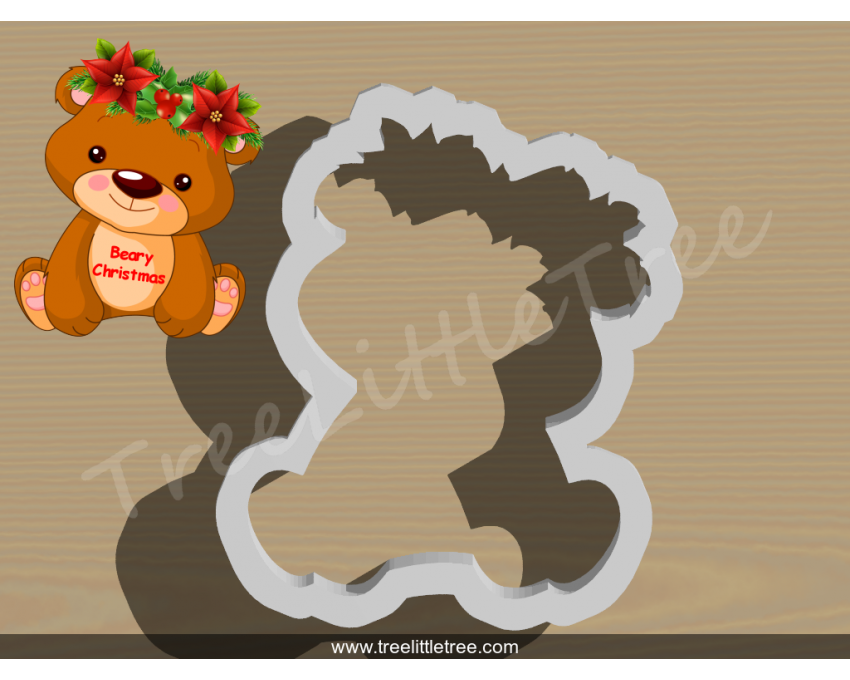 Beary Christmas Style 1 Cookie Cutter. Christmas Cookie Cutter.  Animal Cookie Cutter