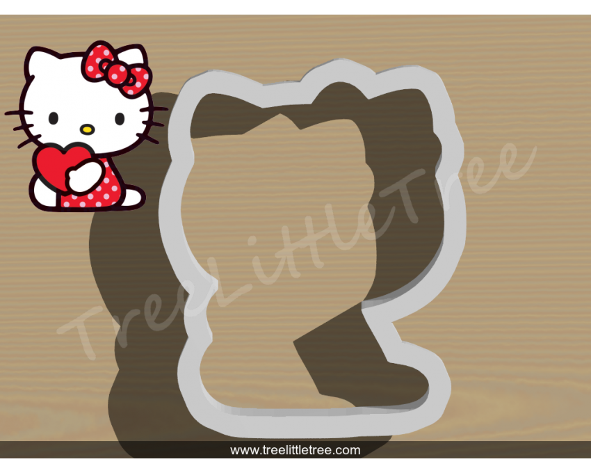 Hello Kitty with Heart Cookie Cutter. Valentine's day Cookie Cutter. Hello Kitty Cookie Cutter