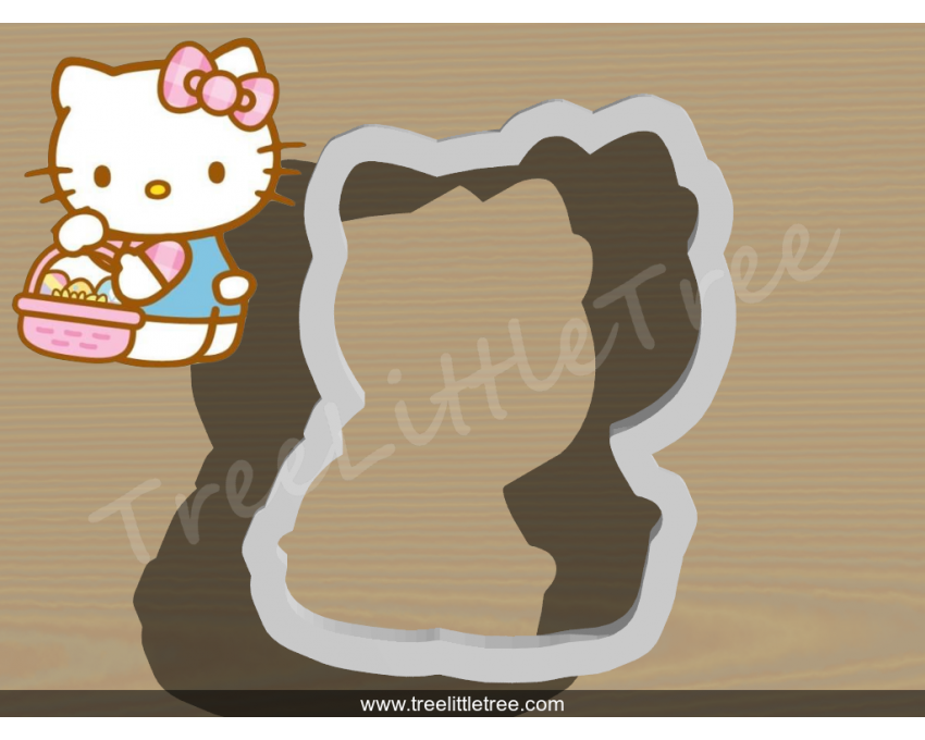 Hello Kitty with Easter Egg Basket Cookie Cutter. Easter Cookie Cutter. Hello Kitty Cookie Cutter