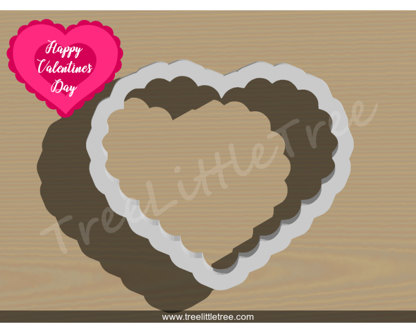 Scalloped Heart Cookie Cutter. Valentine's day Cookie Cutter