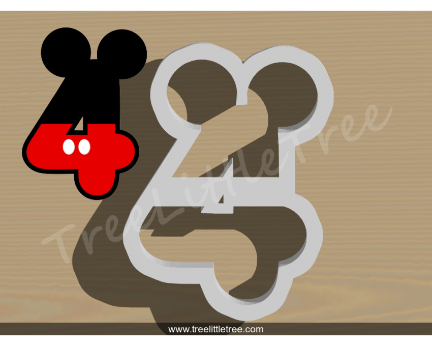 Mickey Number Four Cookie Cutter. Number Cookie Cutter