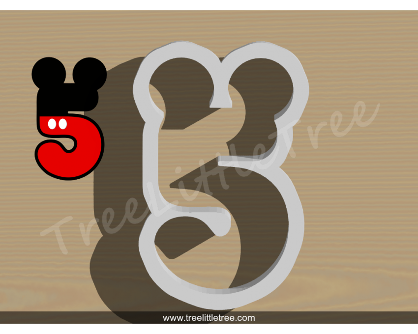 Mickey Number Five Cookie Cutter. Number Cookie Cutter