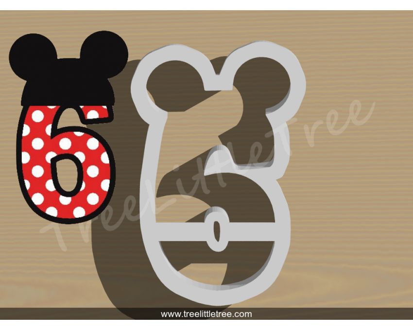 Mickey Number Six Cookie Cutter. Number Cookie Cutter