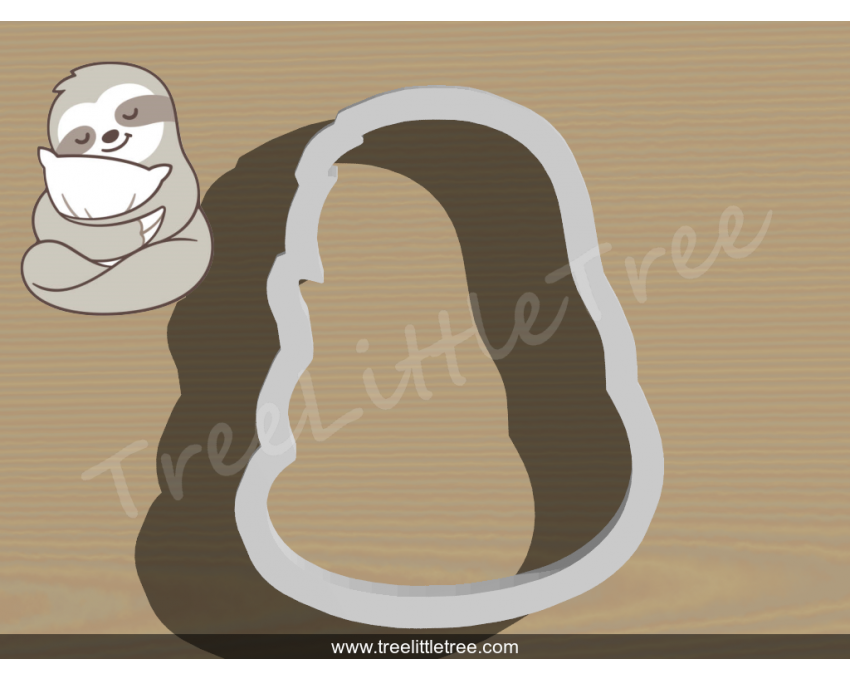 Sloth with Pillow Cookie Cutter. Animal Cookie Cutter