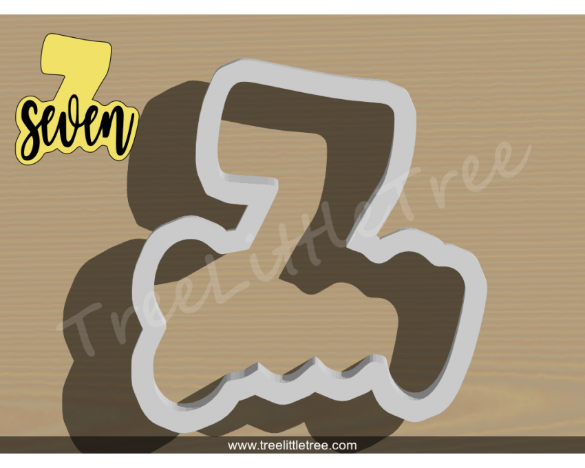 Lettered Number Seven Cookie Cutter. Number Cookie Cutter