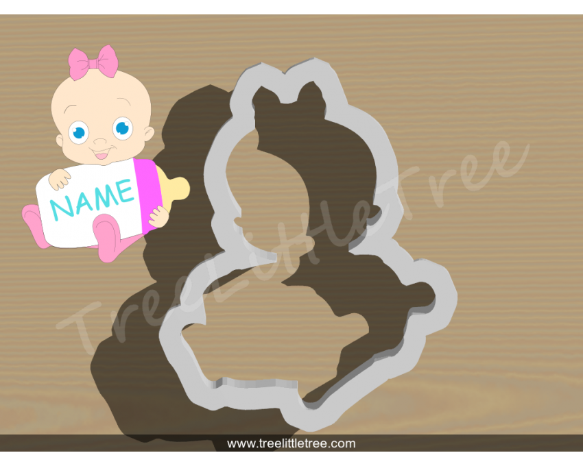 Baby with Milk Bottle Plaque Cookie Cutter. Baby Shower Cookie Cutter