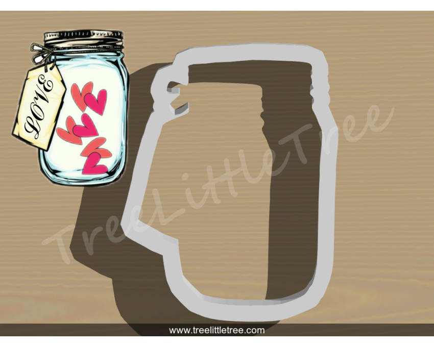 Mason Jar With Tag Cookie Cutter. Unique Cookie Cutter