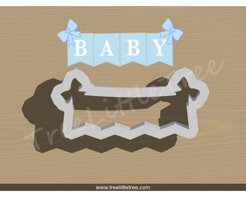Baby Banner Cookie Cutter. Baby Shower Cookie Cutter