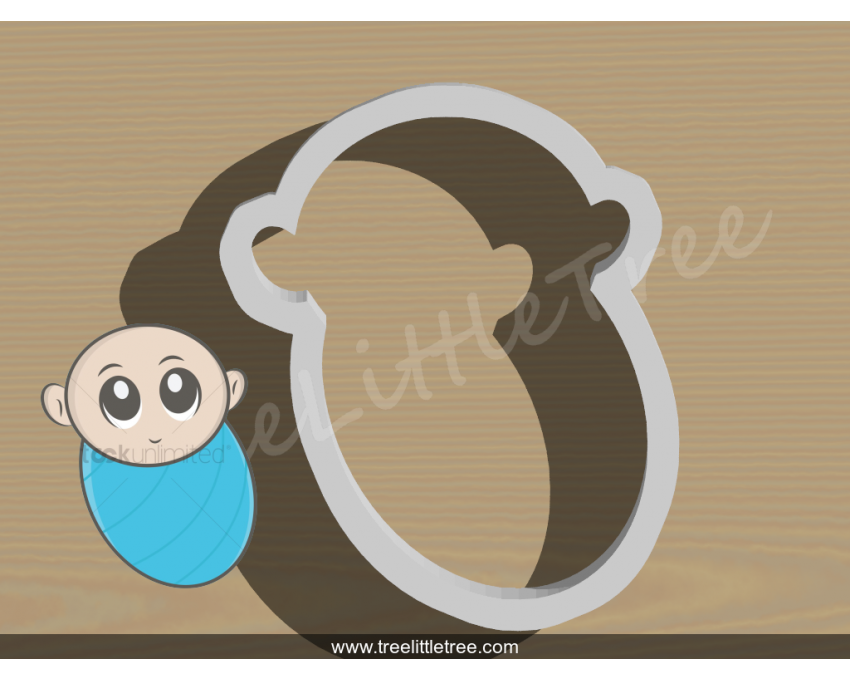 Baby Boy in Wrap Style1 Cookie Cutter. Baby Shower Cookie Cutter