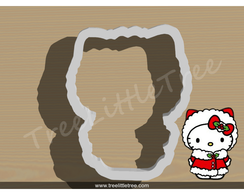 Christmas Hello Kitty Style 3 Cookie Cutter. Christmas Cookie Cutter.  Cartoon Cookie Cutter