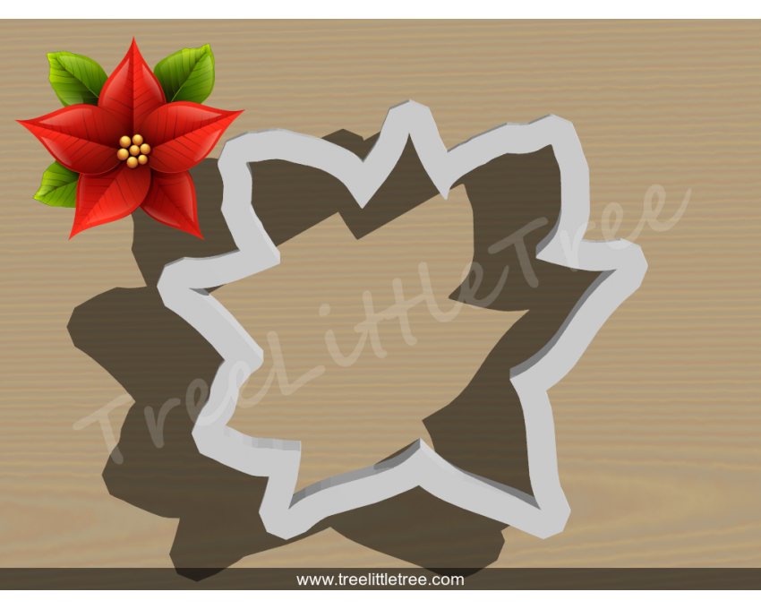 Christmas Poinsettia Style 3 Cookie Cutter. Christmas Cookie Cutter. 