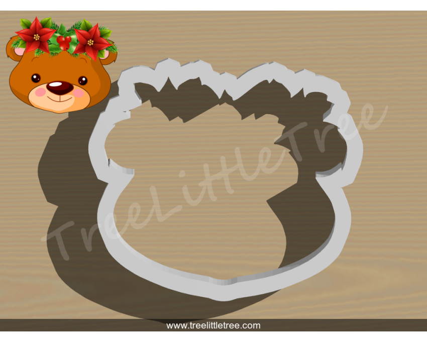 Beary Christmas Style 2 Cookie Cutter. Christmas Cookie Cutter.  Animal Cookie Cutter