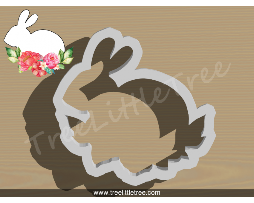Bunny On Flower Cookie Cutter. Easter Cookie Cutter