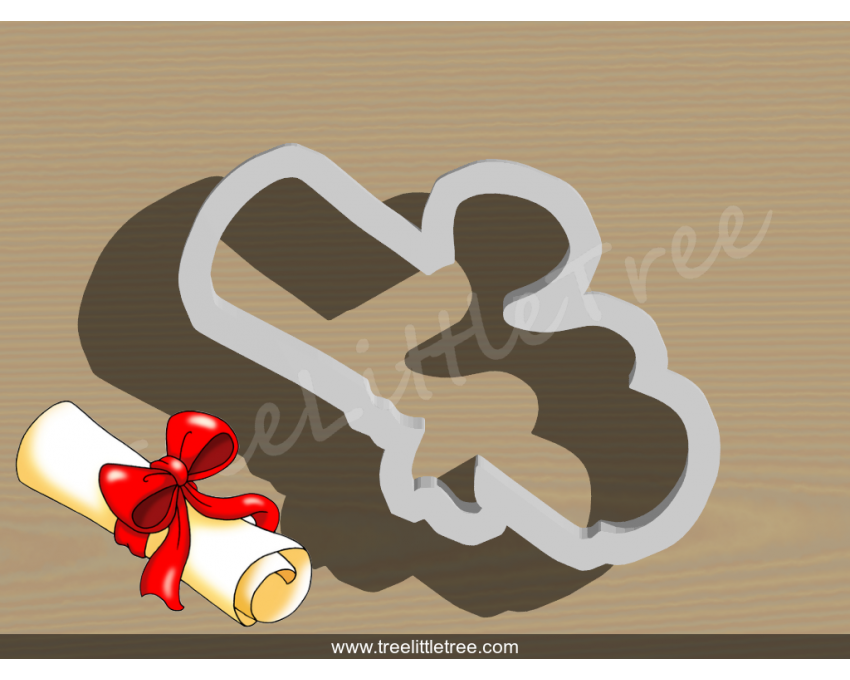 Diploma Scroll Style 2 Cookie Cutter. School/Grad Cookie Cutter