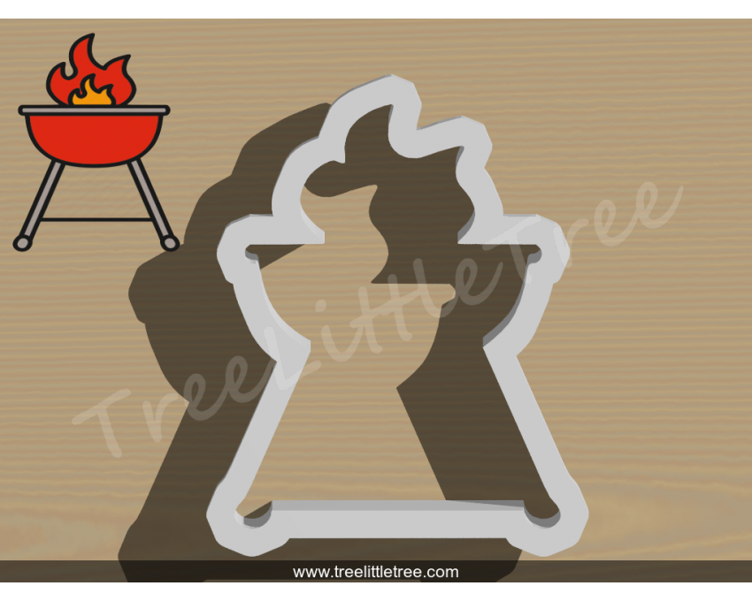 BBQ Grill With Fire Cookie Cutter. Summer Season Cookie Cutter. BBQ Cookie Cutter