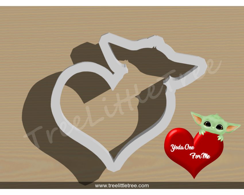 Yoda One For Me Cookie Cutter. Valentine's day Cookie Cutter. Star War Cookie Cutter