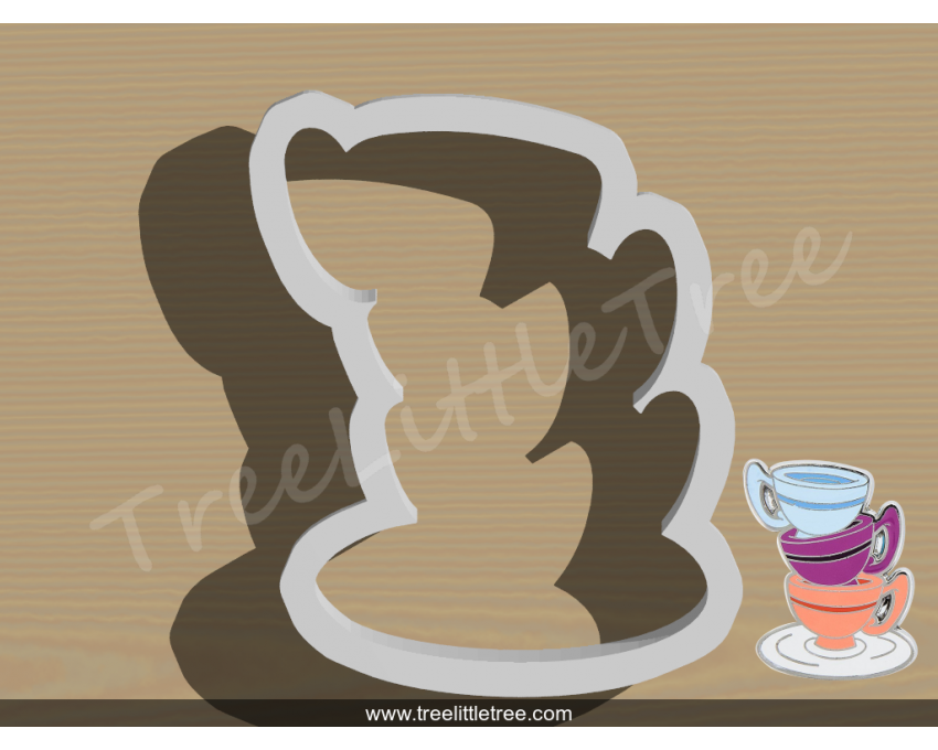 Stacked Teacup Cookie Cutter. Alice in Wonderland Cookie Cutter