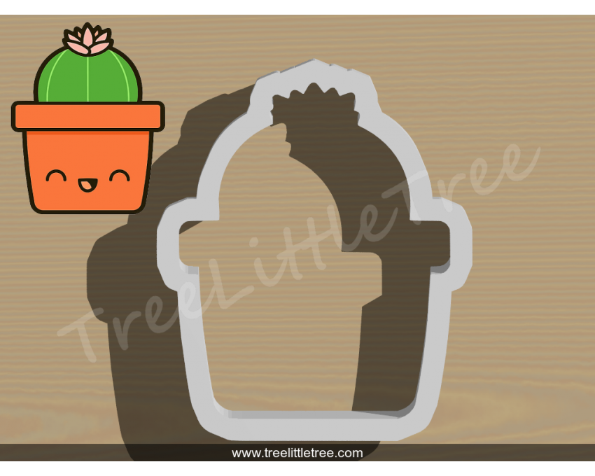 Cactus in Pot Style 2 Cookie Cutter. Plant Cookie Cutter