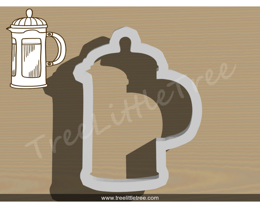 French Press Coffee Maker Cookie Cutter. Coffee Maker Cookie Cutter. Food Cookie Cutter. 