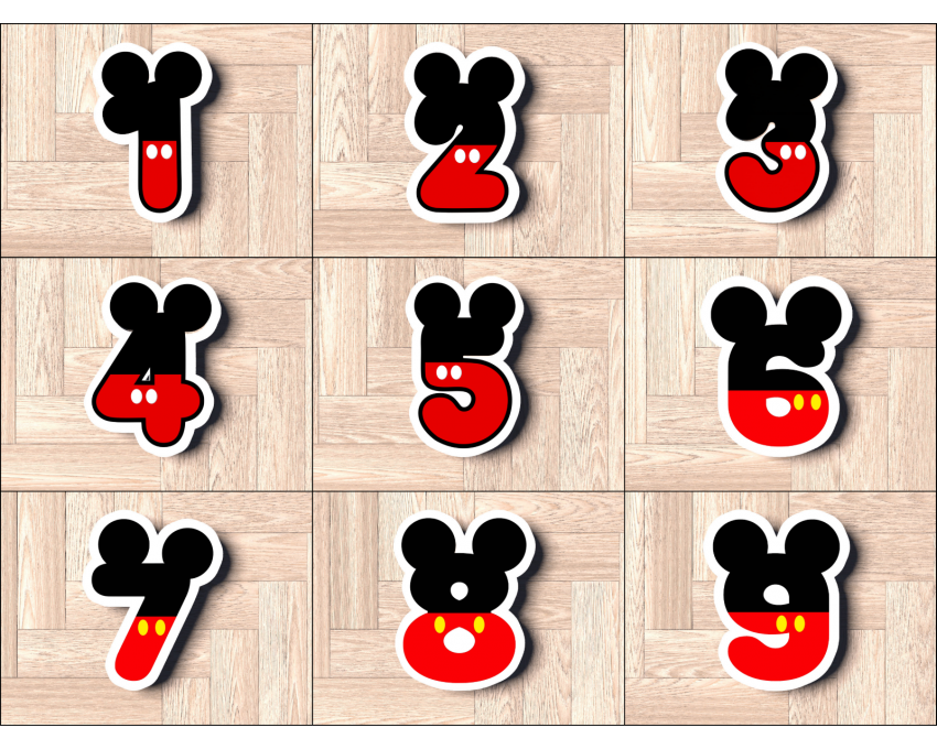 Mickey Number Set 1-9 Cookie Cutter. Number Cookie Cutter